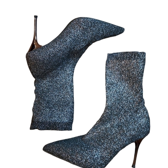 Pierre Dumas 9 silver glittery heels and black/silver pull on heel boots 39 - Picture 12 of 16
